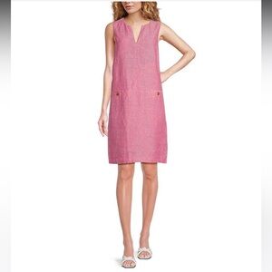 NWT J.McLaughlin Rue Linen Blend Split Round Neck Sleeveless Shift Dress